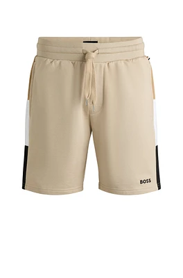 Cotton-terry shorts with signature-stripe side panels