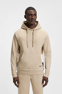 Cotton-terry hoodie with stripe panels