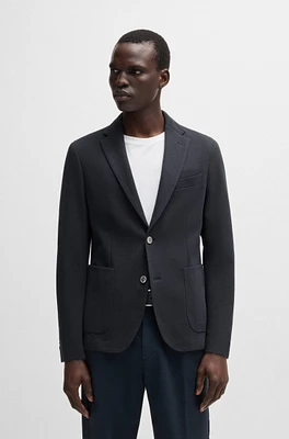 Slim-fit blazer micro-patterned cotton