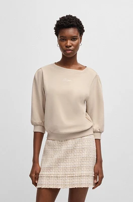 Cotton-terry sweatshirt with rear cut-out and bow