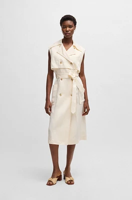 Sleeveless trench dress with double-breasted closure