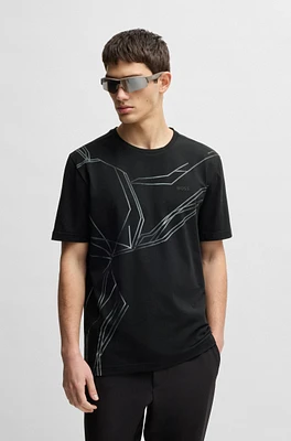 Stretch-cotton T-shirt with degradé print