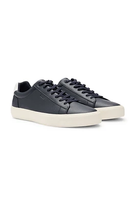 Faux-leather trainers with contrast backtab