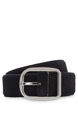 Italian-made suede belt with frame buckle