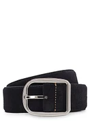 Italian-made suede belt with frame buckle