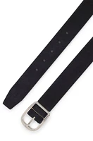 Italian-made suede belt with frame buckle