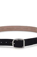 Italian-made suede belt with frame buckle