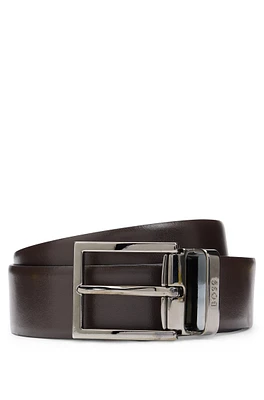 Reversible Italian-leather belt with gunmetal hardware