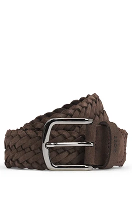 Woven suede belt with logo keeper