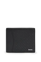 Structured wallet with monogram print