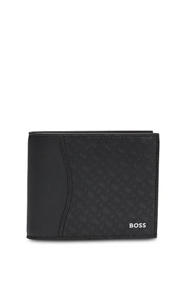 Structured trifold wallet with monogram pattern
