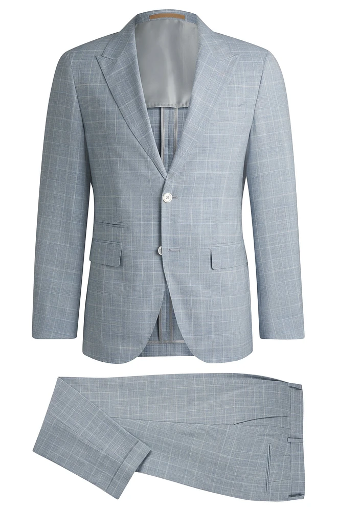 Slim-fit suit checked wool, silk and linen
