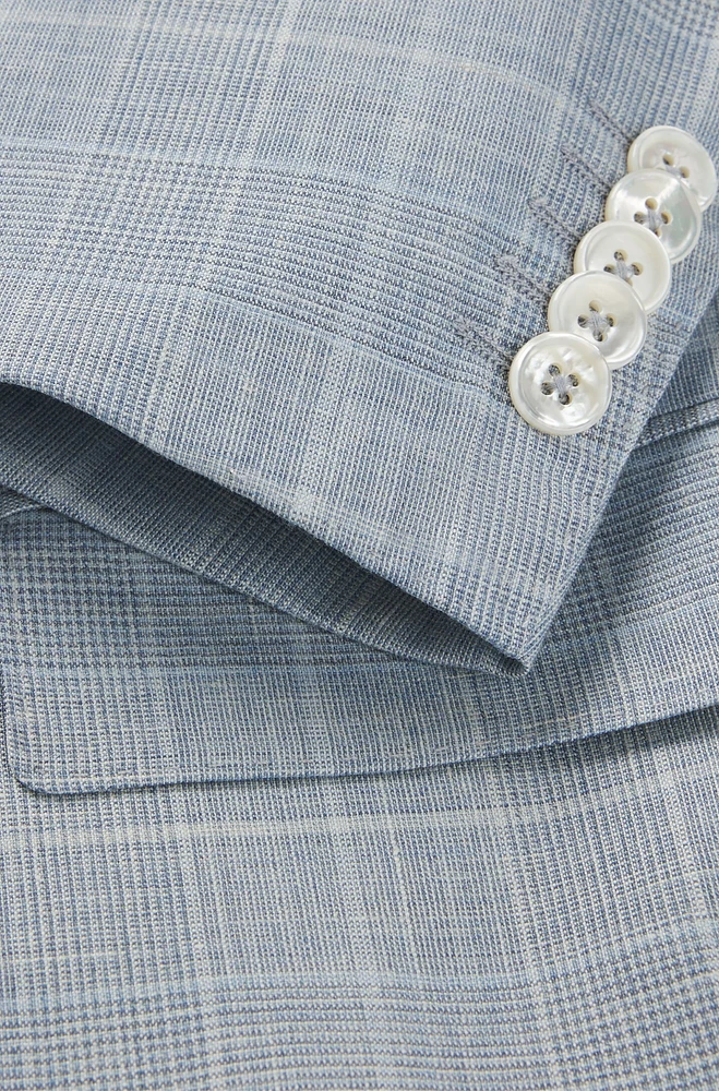 Slim-fit suit checked wool, silk and linen