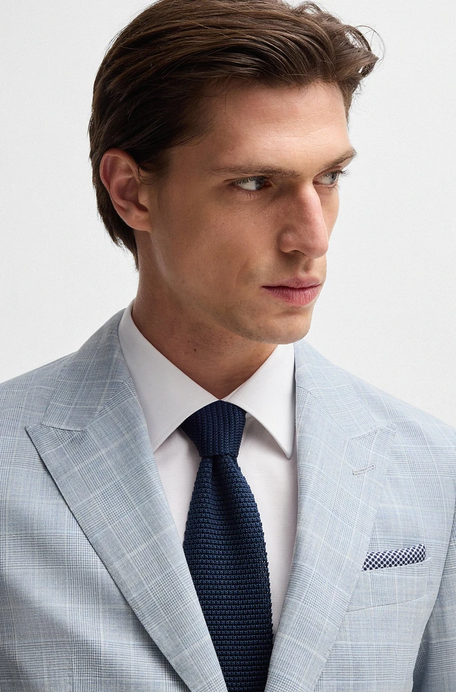 Slim-fit suit checked wool, silk and linen