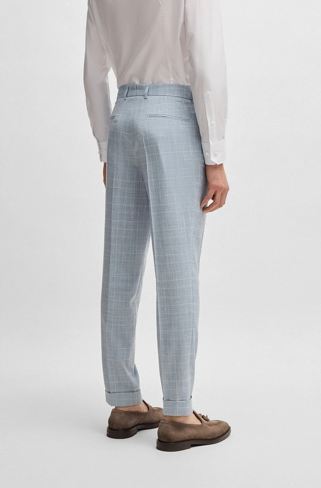 Slim-fit suit checked wool, silk and linen