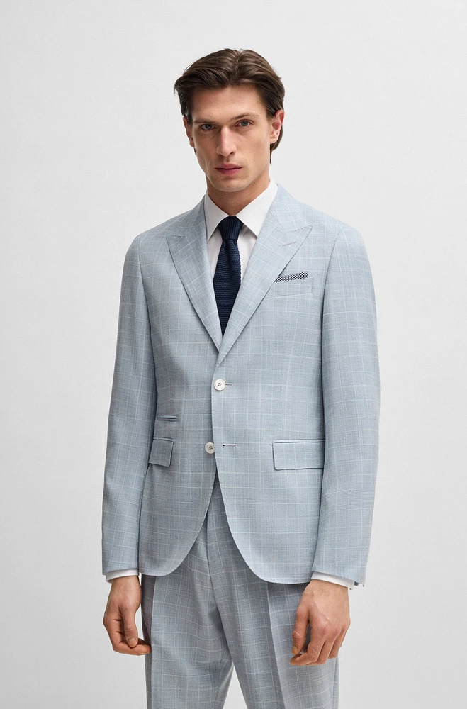 Slim-fit suit checked wool, silk and linen