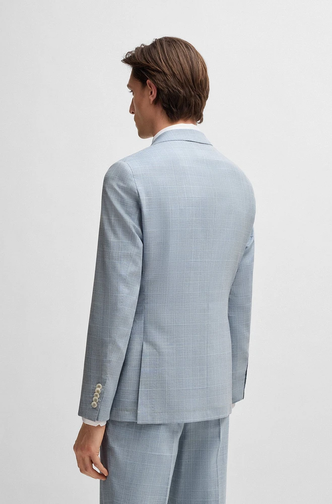 Slim-fit suit checked wool, silk and linen