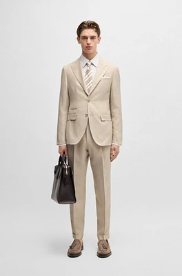 Slim-fit suit checked linen, wool and silk
