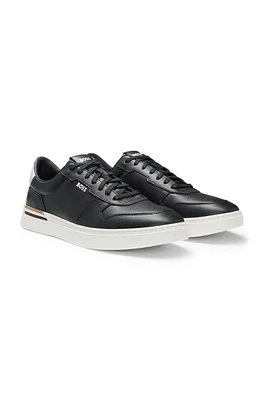Leather trainers with signature-stripe details