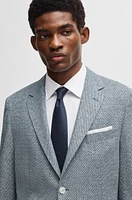 Regular-fit patterned blazer with linen and cotton