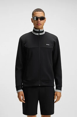 Zip-up sweatshirt with striped trims