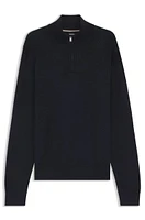 Zip-neck sweater with structured wool-cotton front
