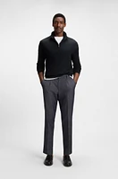 Zip-neck sweater with structured wool-cotton front