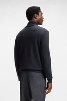 Zip-neck sweater with structured wool-cotton front