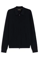 Regular-fit zip cardigan wool knit