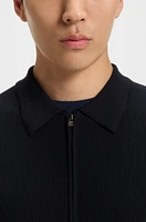 Regular-fit zip cardigan wool knit
