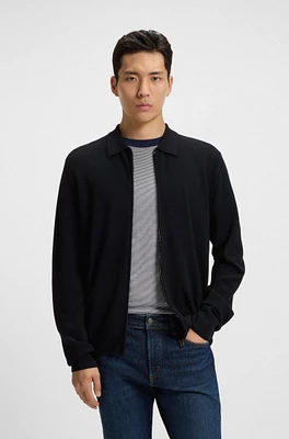 Regular-fit zip cardigan wool knit