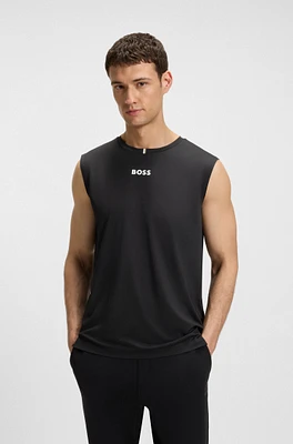 Active tank top stretch fabric with rear stripes