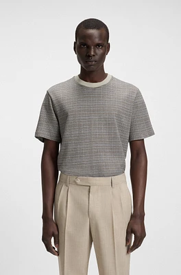 Mercerized-cotton T-shirt with grid pattern