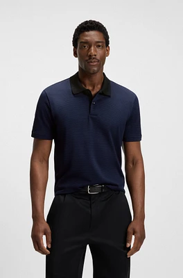 Mercerized-cotton polo shirt with geometric jacquard