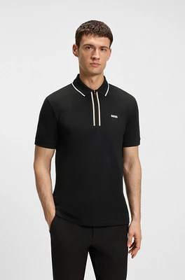 Slim-fit polo shirt quick-dry stretch cotton