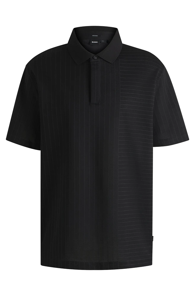 Slim-fit polo shirt mercerized cotton jacquard