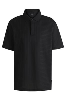 Slim-fit polo shirt mercerized cotton jacquard