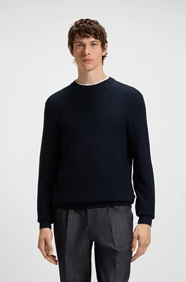Cotton sweater with mixed structures