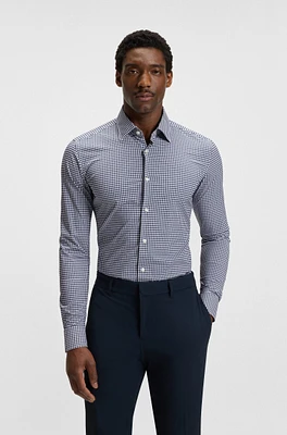 Slim-fit shirt checked performance-stretch poplin