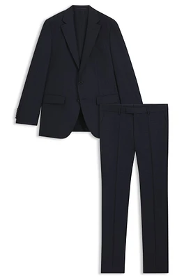 Extra-slim-fit suit micro-patterned stretch wool