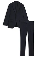 Extra-slim-fit suit micro-patterned stretch wool