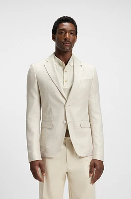 Slim-fit blazer checked wool, silk and linen