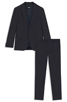 Slim-fit suit micro-patterned stretch fabric