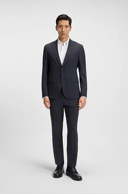 Slim-fit suit micro-patterned stretch fabric