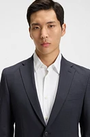 Slim-fit suit micro-patterned stretch fabric