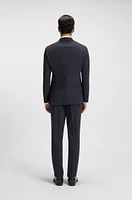 Slim-fit suit micro-patterned stretch fabric