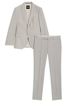 Slim-fit suit micro-patterned virgin wool