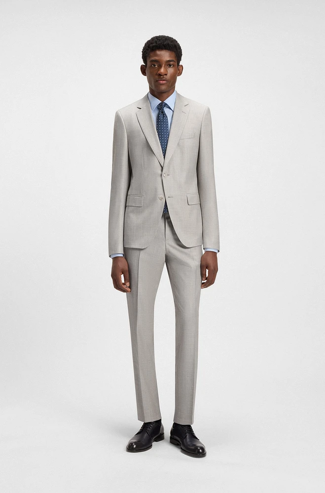 Slim-fit suit micro-patterned virgin wool
