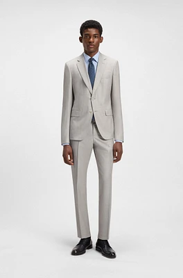 Slim-fit suit micro-patterned virgin wool