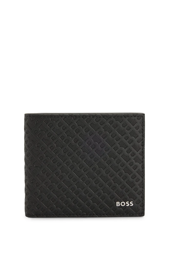 Monogram-structure wallet with logo trim